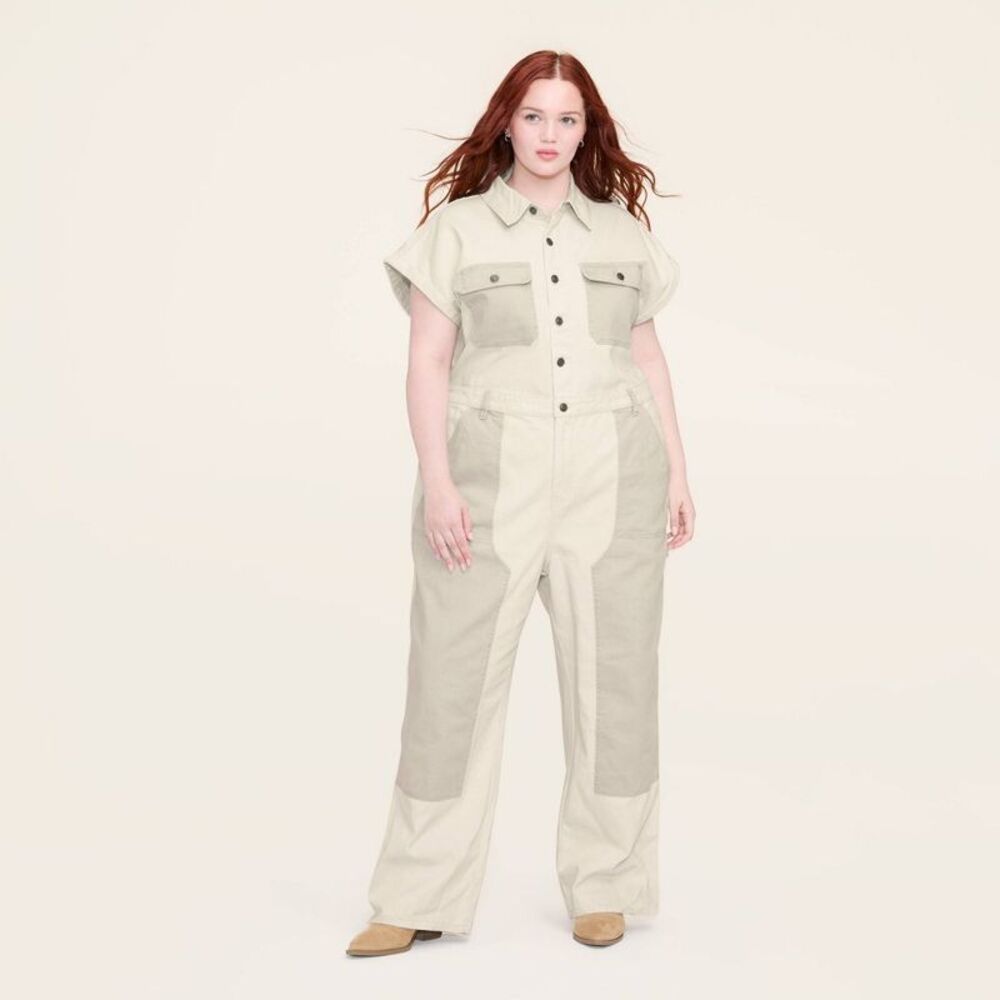 Woolrich - Women's Short Sleeve Western Jumpsuit - Woolrich C Cream - Picture 2 of 4